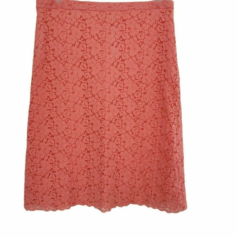 Banana‎ Republic A-Line Skirt Size 10 Coral Floral Lace Overlay Fairy Coquette